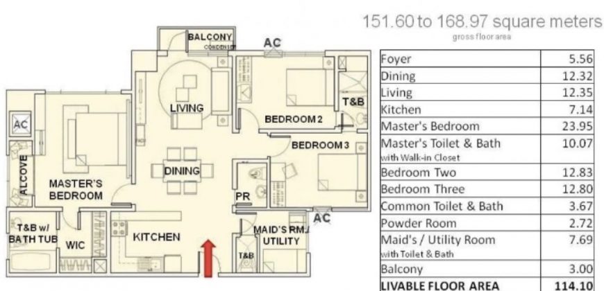 The Address at Wack Wack 3 Bedroom for Sale with 3 parking slots, Makati View